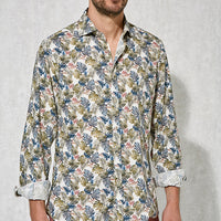 Florentino Linen Palm Print L/S Shirt