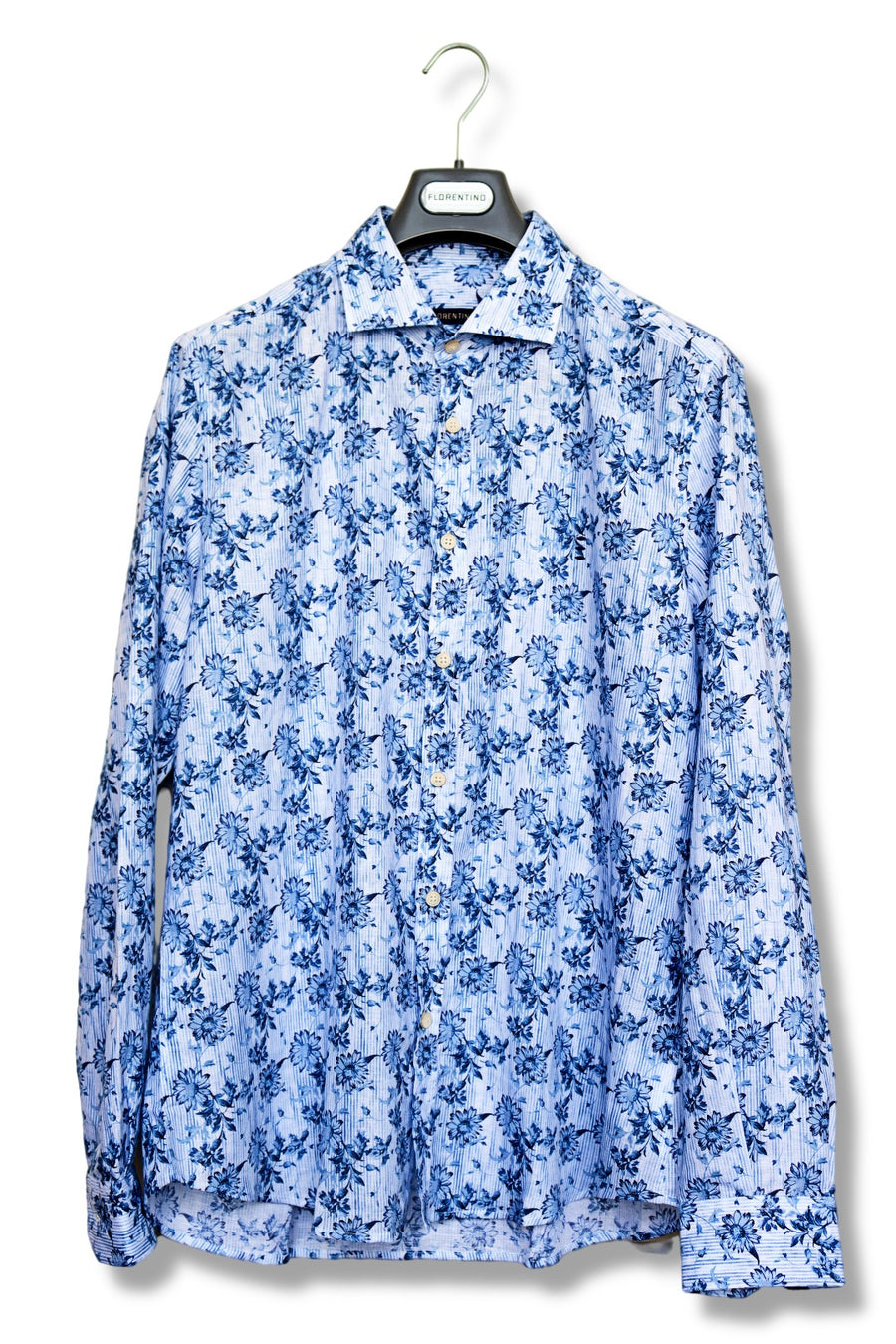 Florentino L/S Shirt Blue Print | Navy