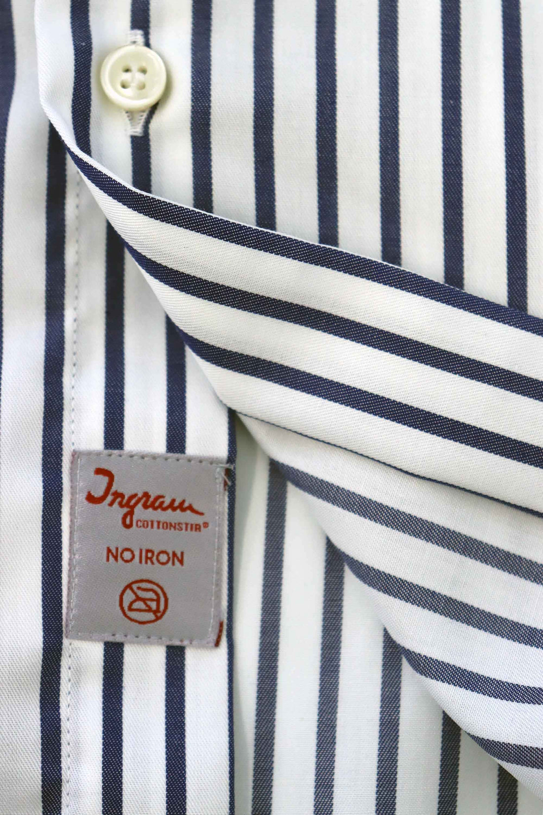 Ingram L/S Business Shirt | White & Blue Chalk Stripe