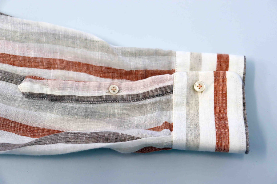 Ingram L/S Linen Shirt | Summer Stripe