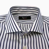 Ingram L/S Business Shirt | White & Blue Chalk Stripe