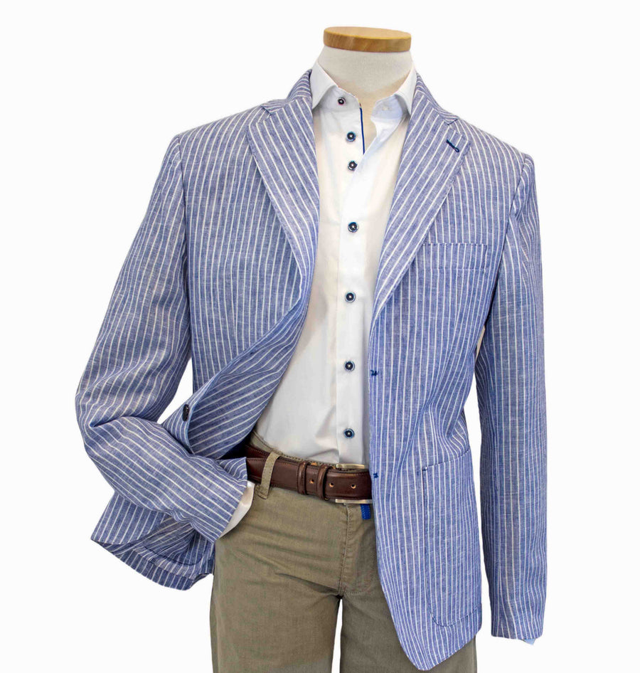 Luxaly Giacche Linen Sports Coat | Blue Stripe