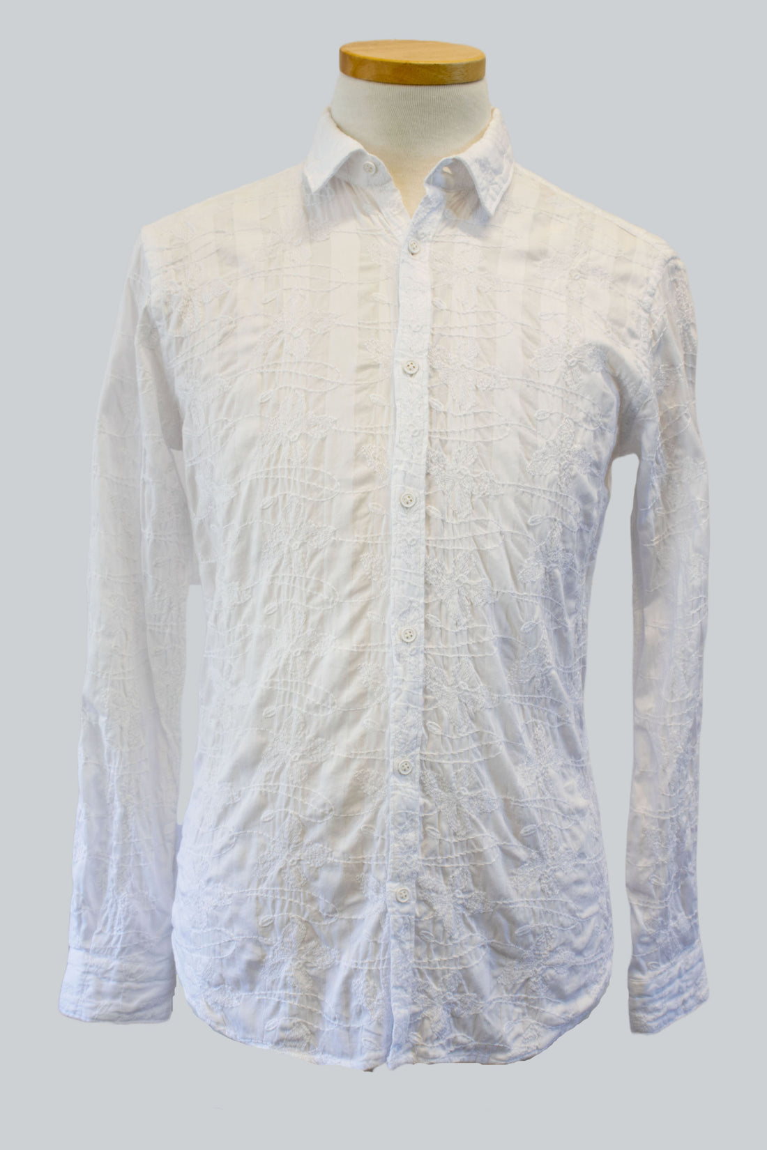 Poggianti L/S Shirt Embroidered | White