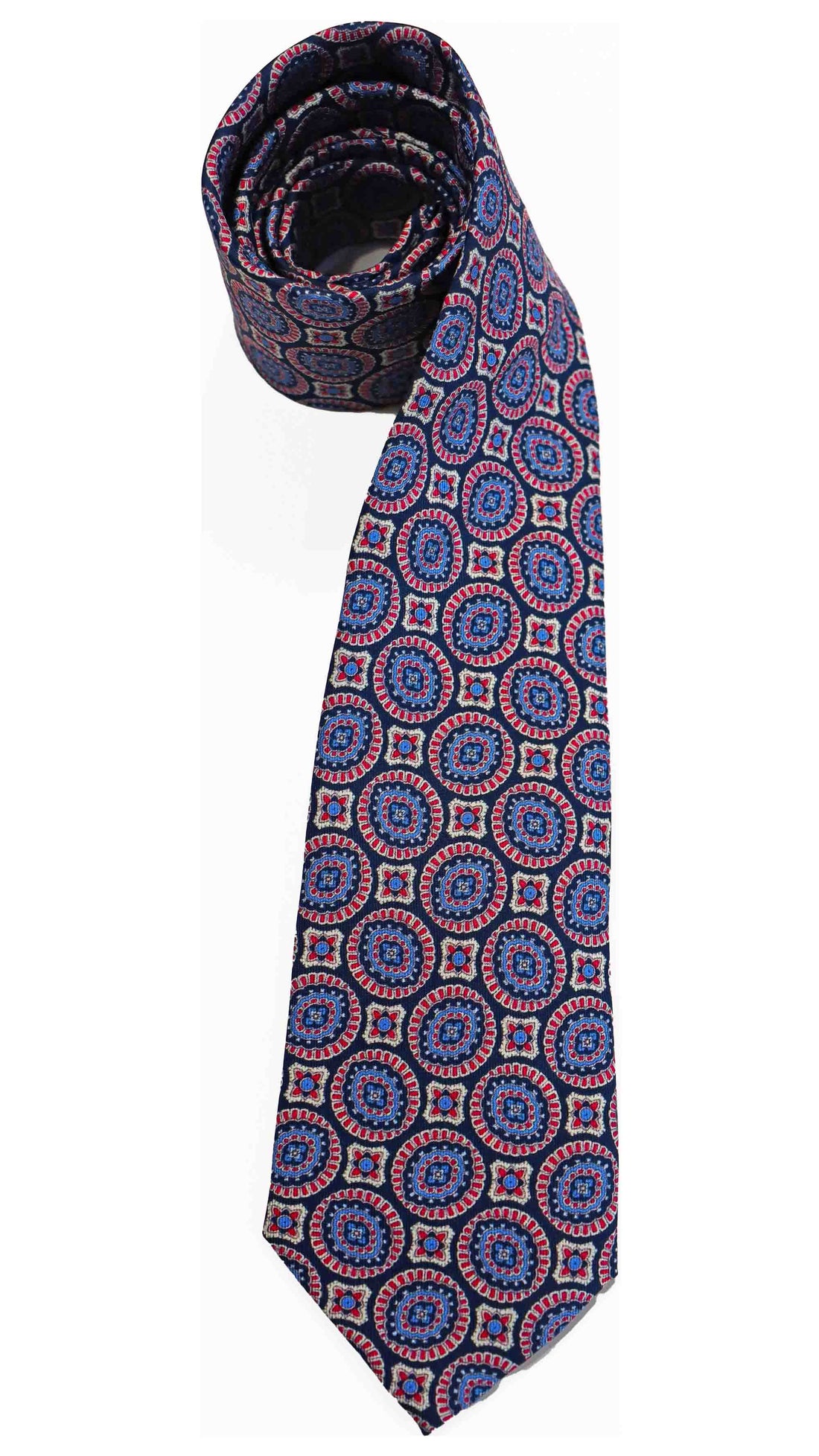 Rembrandt Tie | Navy Red Geometric