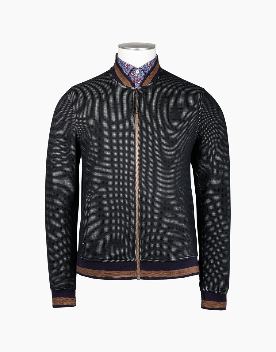 Rembrandt Domino Navy Knit Bomber - Alexanders on Tennyson