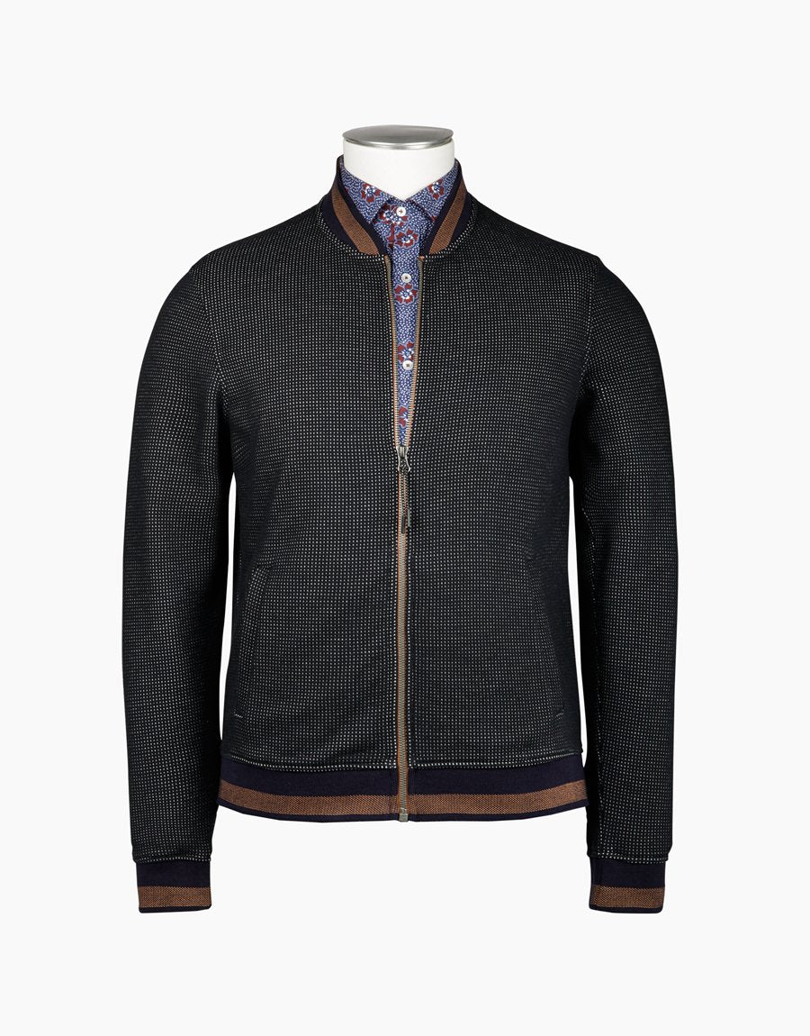 Rembrandt Domino Navy Knit Bomber - Alexanders on Tennyson