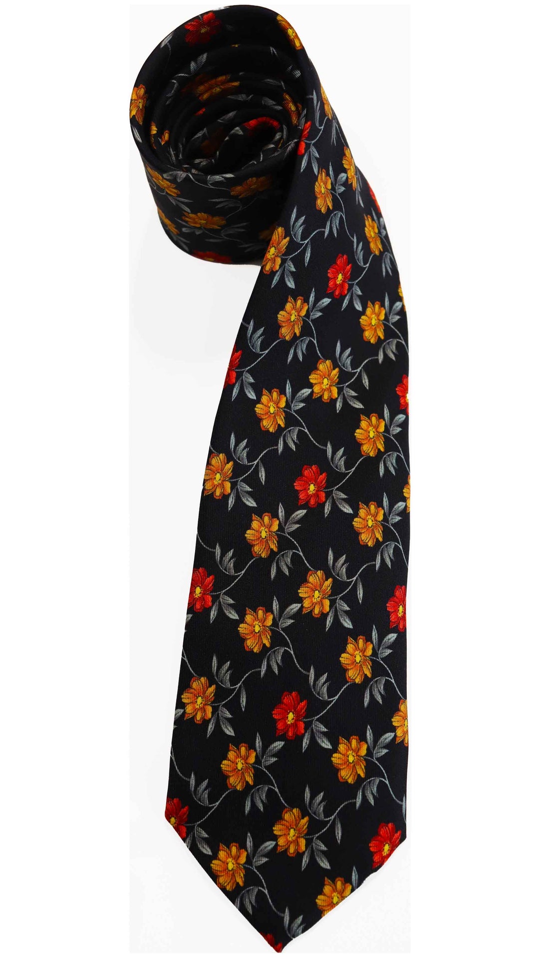 Rembrandt Tie | Black Yellow Red Floral