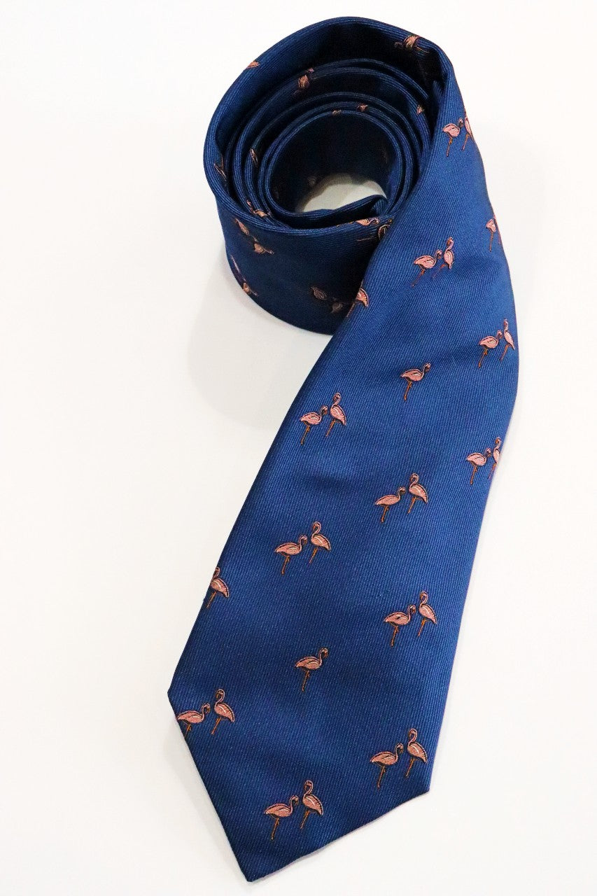 Tino Cosma Tie | Royal Blue Flamingo