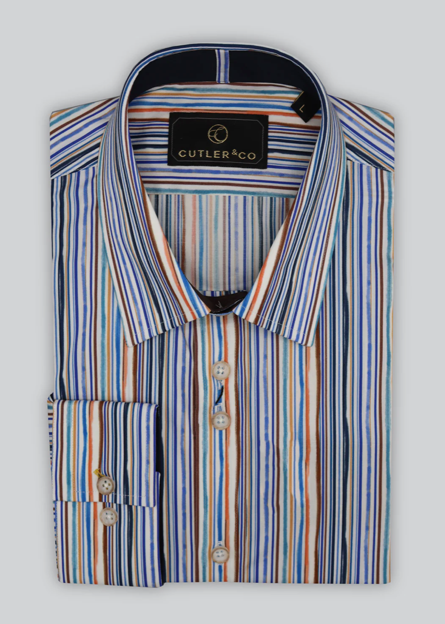 Cutler & Co Nigel L/S Shirt | Dynamite Blue Stripes