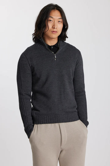 Standard Issue Merino Zip Collar | Gunmetal