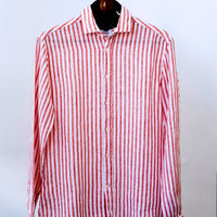 Osvaldo Trucchi Linen Stripe L/S Shirt | Blue or Red