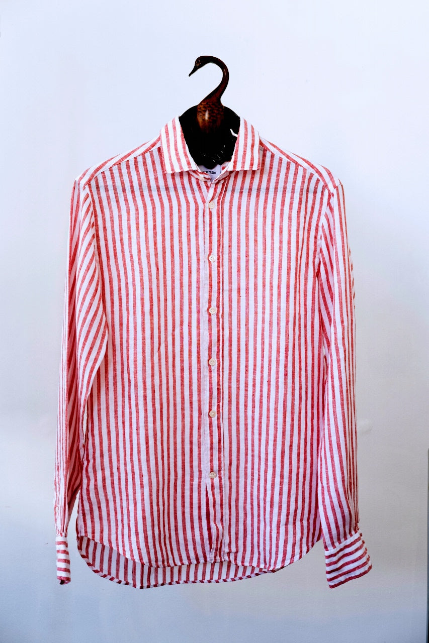 Osvaldo Trucchi Linen Stripe L/S Shirt | Blue or Red