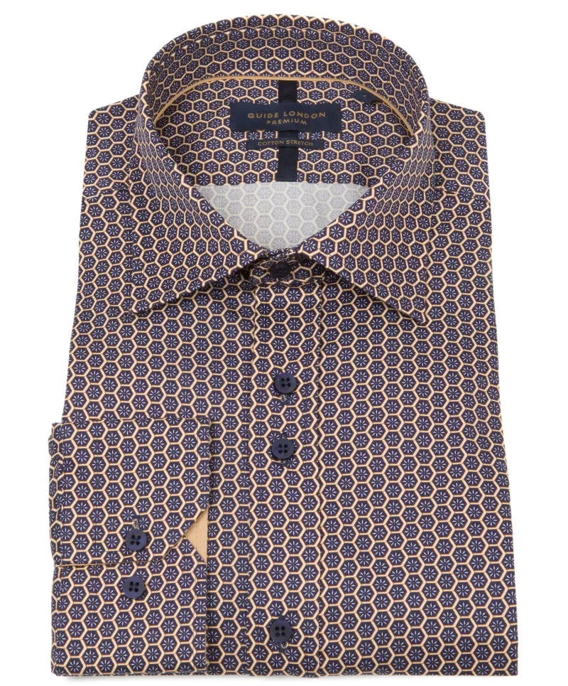 Guide London L/S Shirt | Navy/Gold