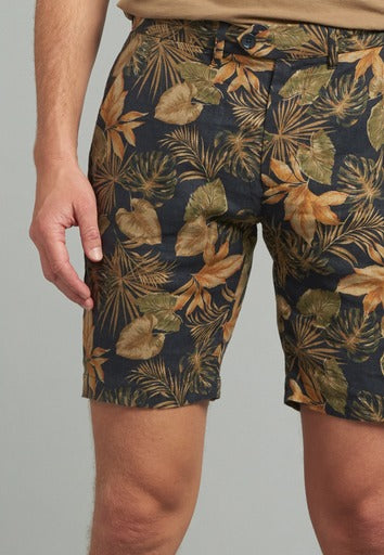 Dstrezzed Chino Shorts | Leaves Sepia & Navy