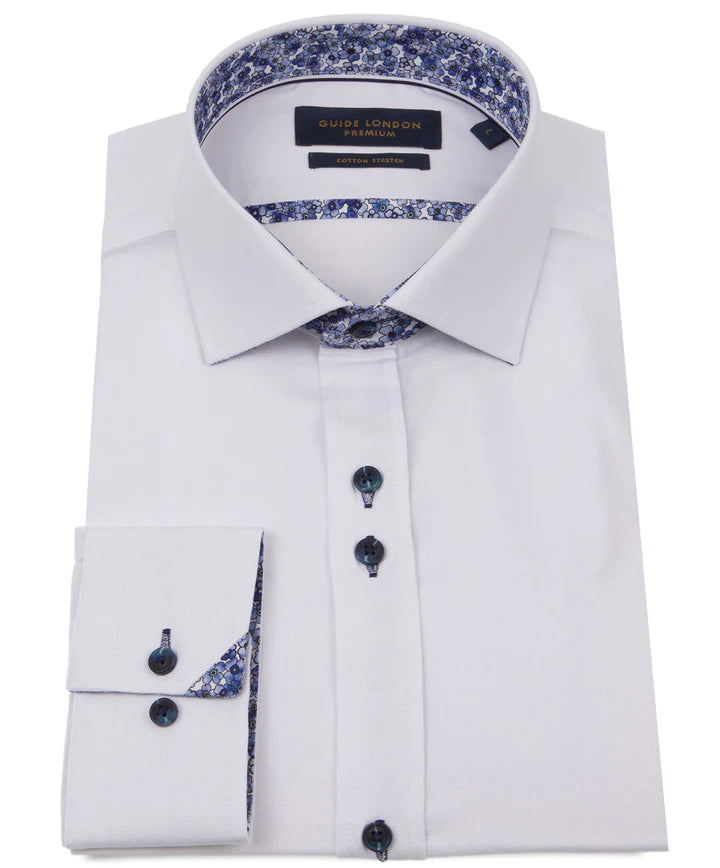 Guide London L/S Shirt | White Blue Twill