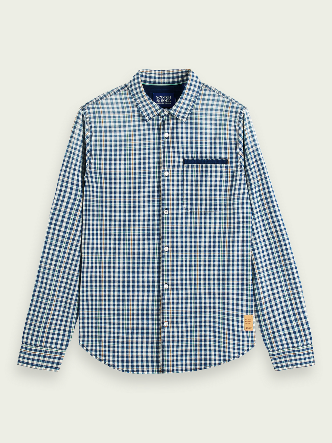 Scotch & Soda Yarn Dyed Check L/S Shirt | Indigo