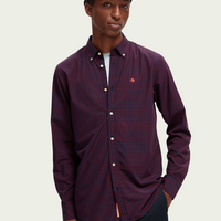 Scotch & Soda Blue Series Poplin L/S Shirt | Burgundy Check