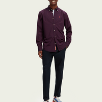 Scotch & Soda Blue Series Poplin L/S Shirt | Burgundy Check